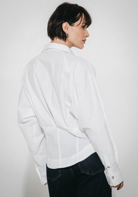 Luna cotton poplin blouse | White
