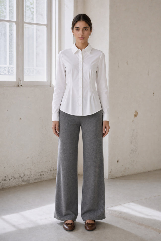 Viscose wide-leg pants | Grey