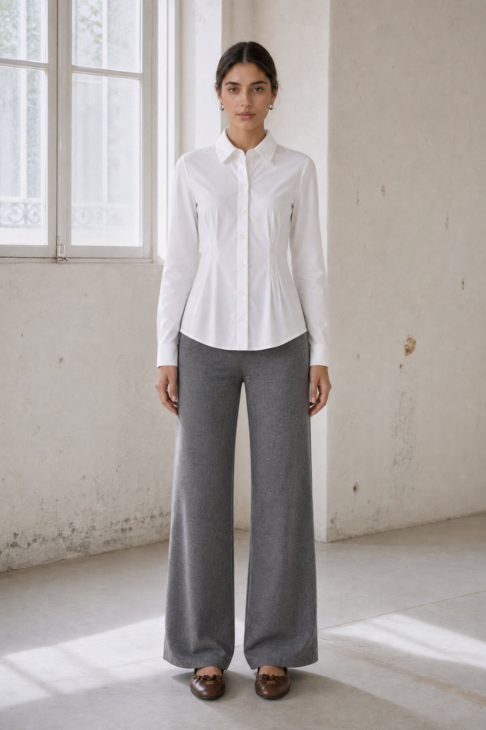 Viscose wide-leg pants | Grey