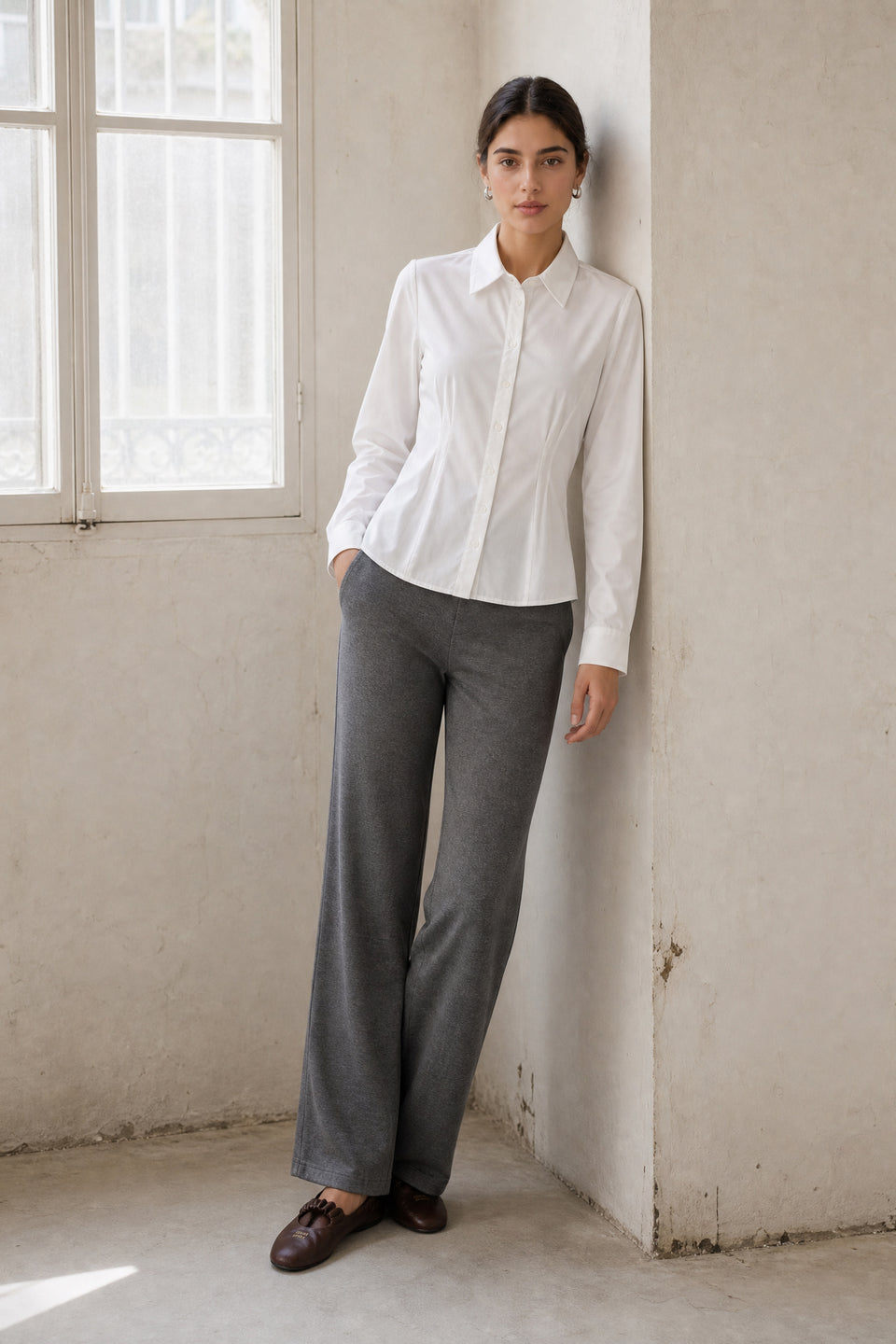 Viscose wide-leg pants | Grey