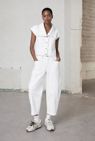 Martinez jeans white vest | Shiny White