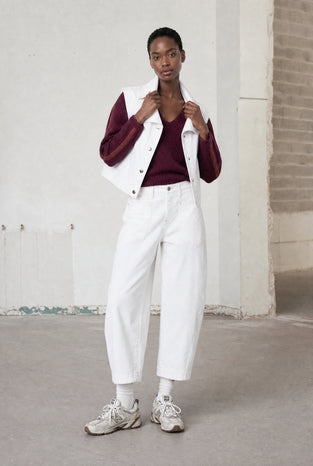 Martinez jeans white vest | Shiny White