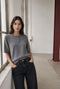 Moon plain knit top | Grey Melange