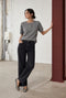 Moon plain knit top | Grey Melange