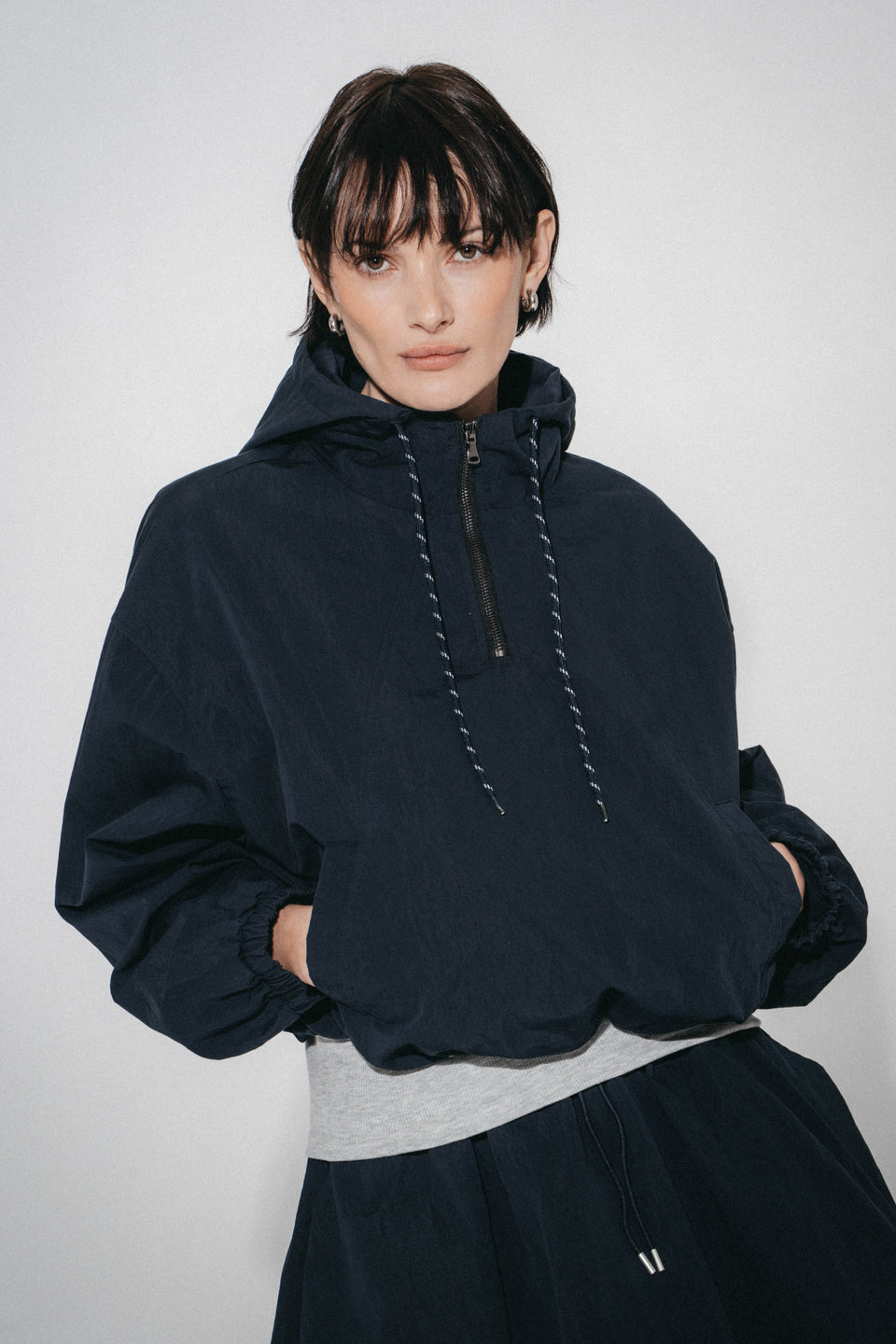 Muse cotton hoodie sweater jacket | Navy