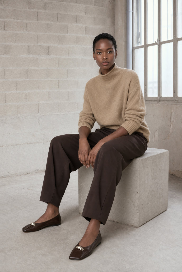 Viscose seamless dyed pullover NB2275 | Camel