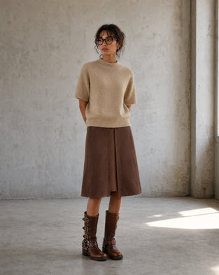 Alpaca knitted dyed top WP09 | Camel