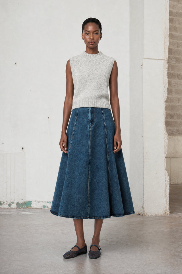 Nevada patched denim skirt | Summer Blue