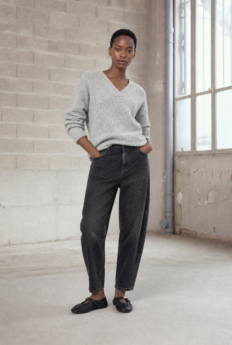 V-neck melange pullover 26553 | Grey