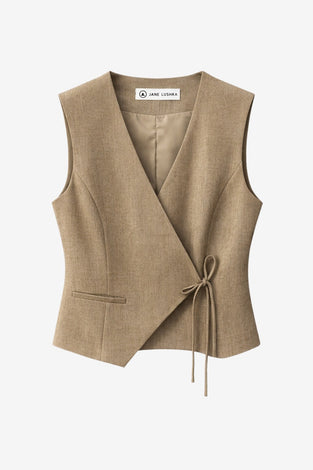 Nyra viscose blend waistcoat | Brown