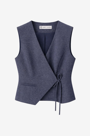 Nyra viscose blend waistcoat | Blue Denim