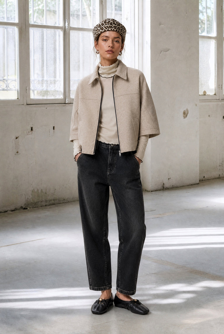 Ponzio wool short sleeve jacket | Beige