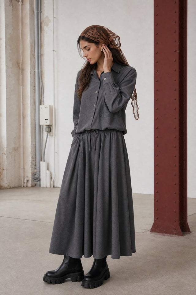 Camilla light flannel blouse | Dark Grey