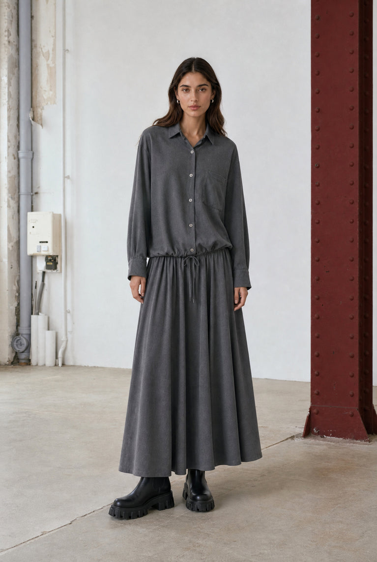 Camilla light flannel blouse | Dark Grey