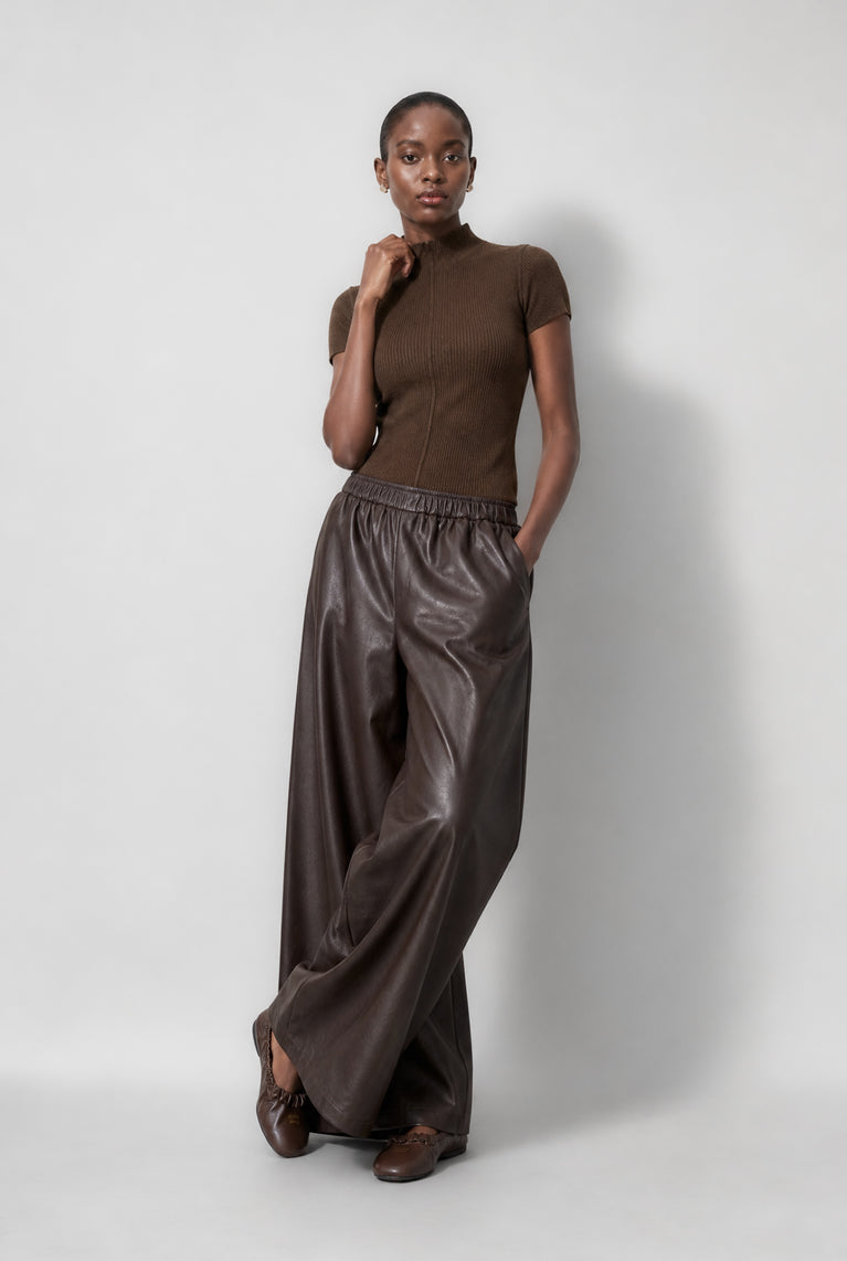 Rina rib knit top | Brown