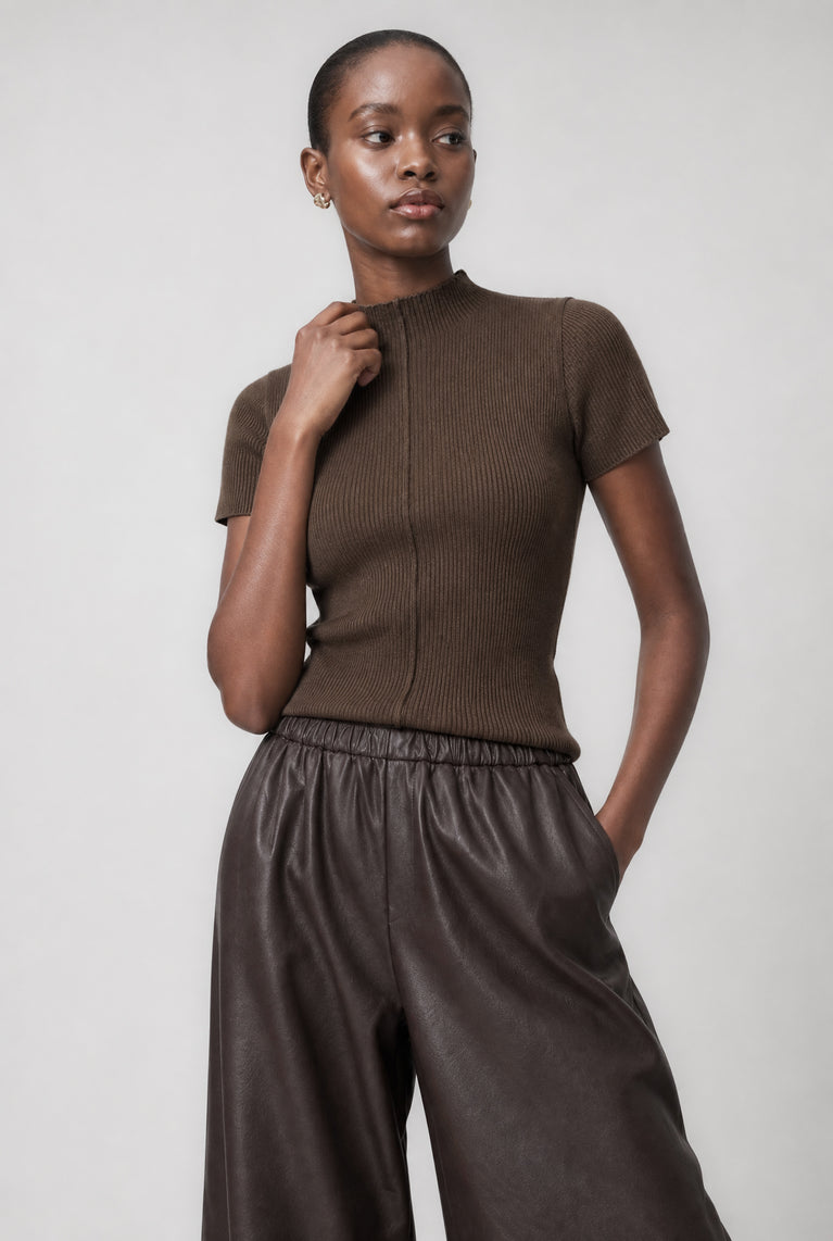 Rina rib knit top | Brown