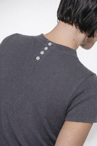 Rina rib knit top | Grey Melange