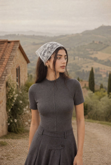 Rina rib knit top | Grey Melange