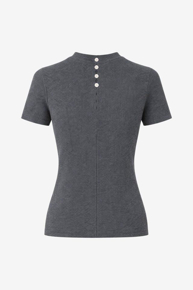 Rina rib knit top | Grey Melange