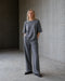Rora plain knit long top | Grey Melange