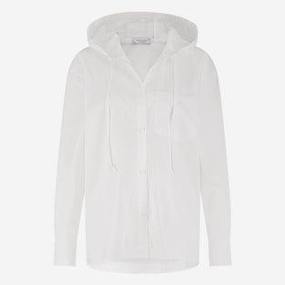 Stasi poplin hooded blouse | White