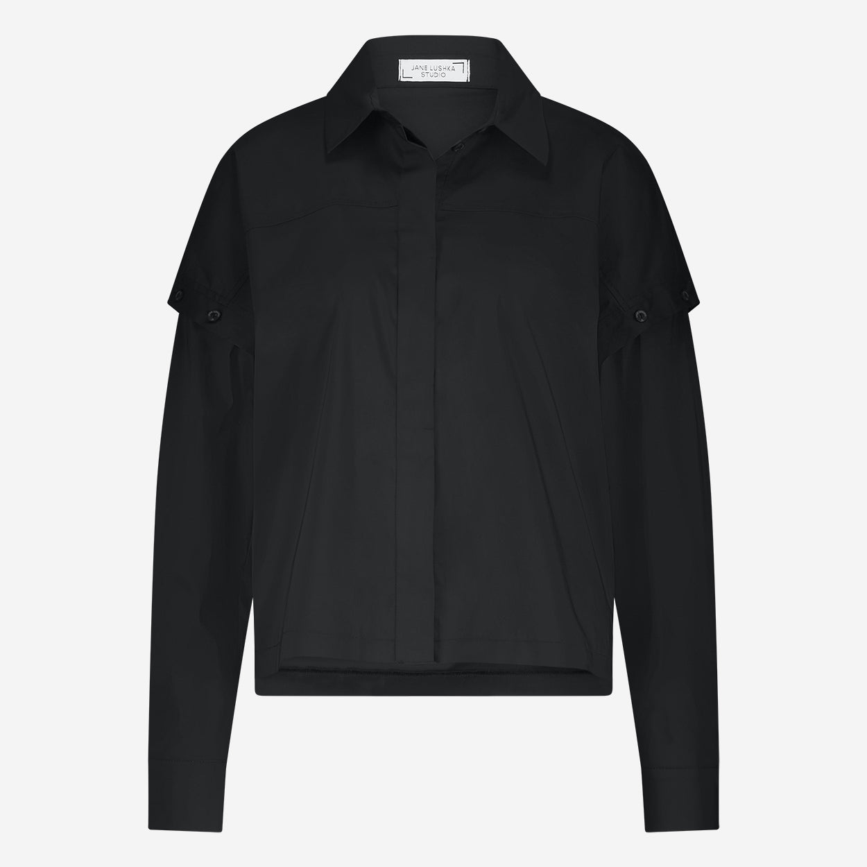 Faro cotton poplin blouse | Black