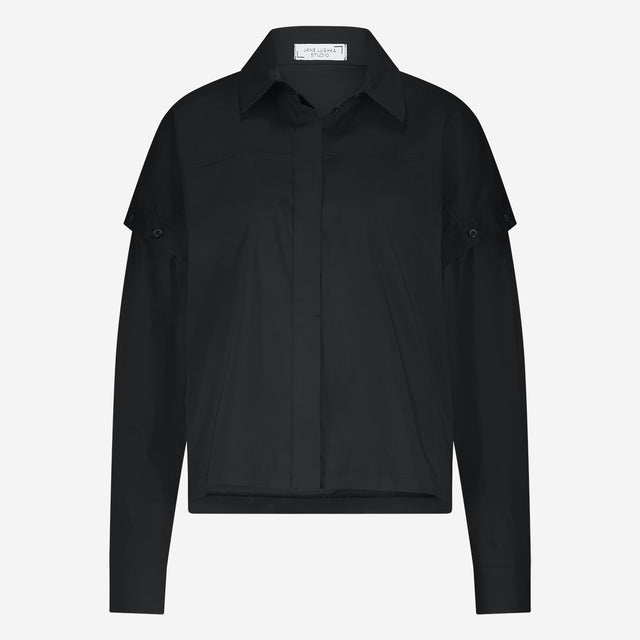 Faro cotton poplin blouse | Black