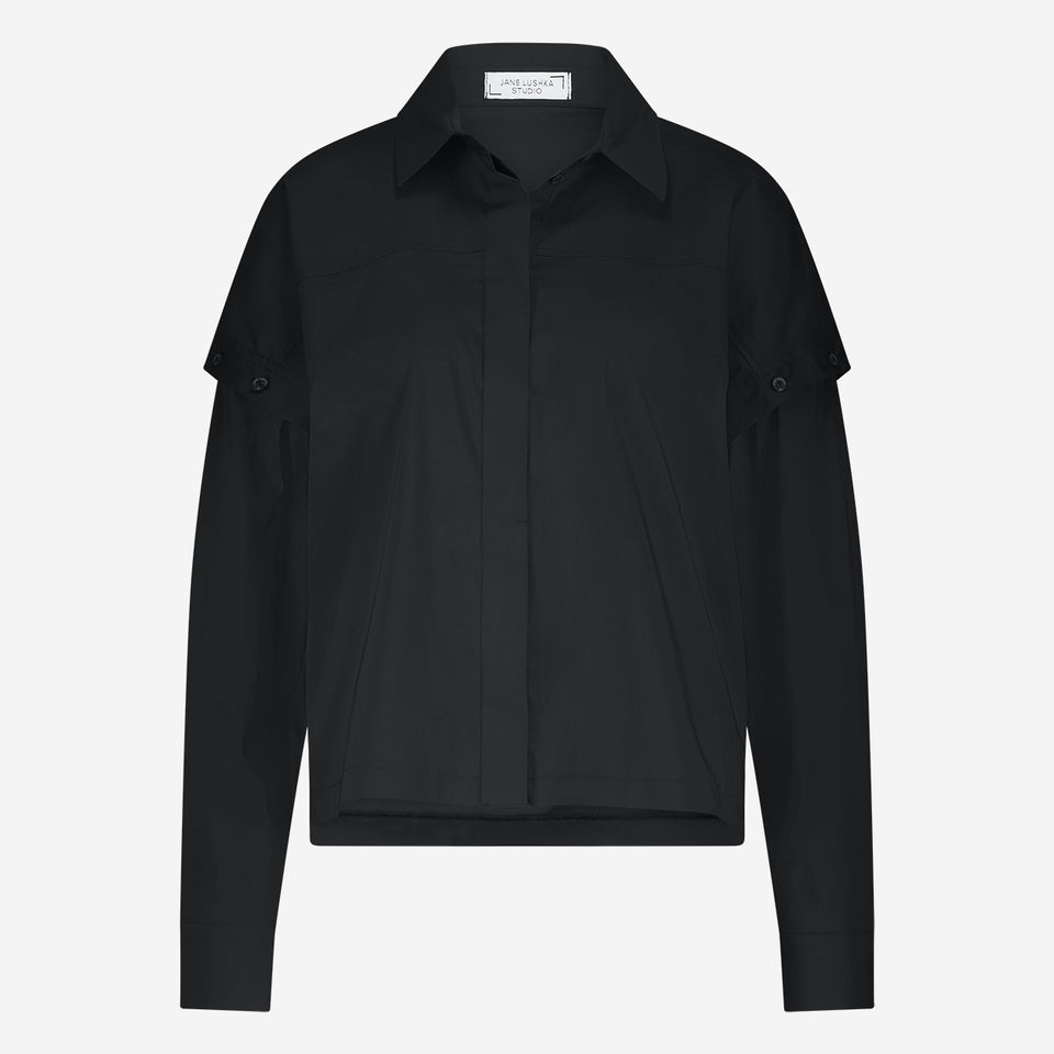 Faro cotton poplin blouse | Black