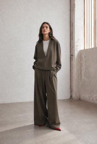 Sloan viscose pleated pants | Green