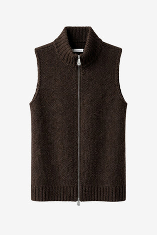 Vest Boucle long zip | Brown