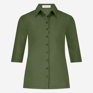 Kikkie Blouse Technical Jersey | Oliva green