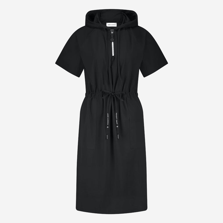 Evi strech technical jersey dress | Black