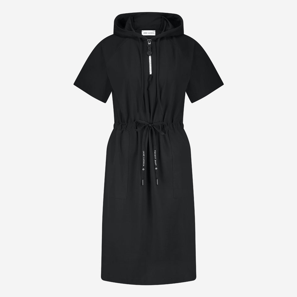 Evi stretch technical jersey dress | Black