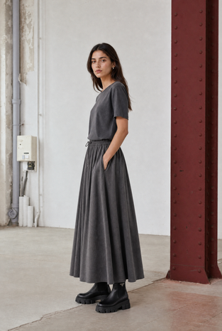 Uriele light flannel top | Dark Grey