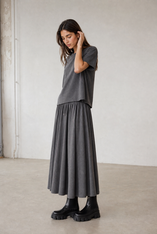 Uriele light flannel top | Dark Grey