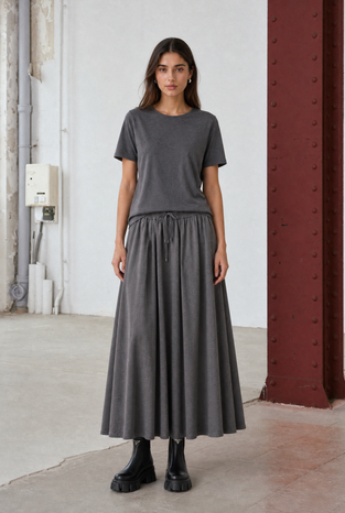 Uriele light flannel top | Dark Grey