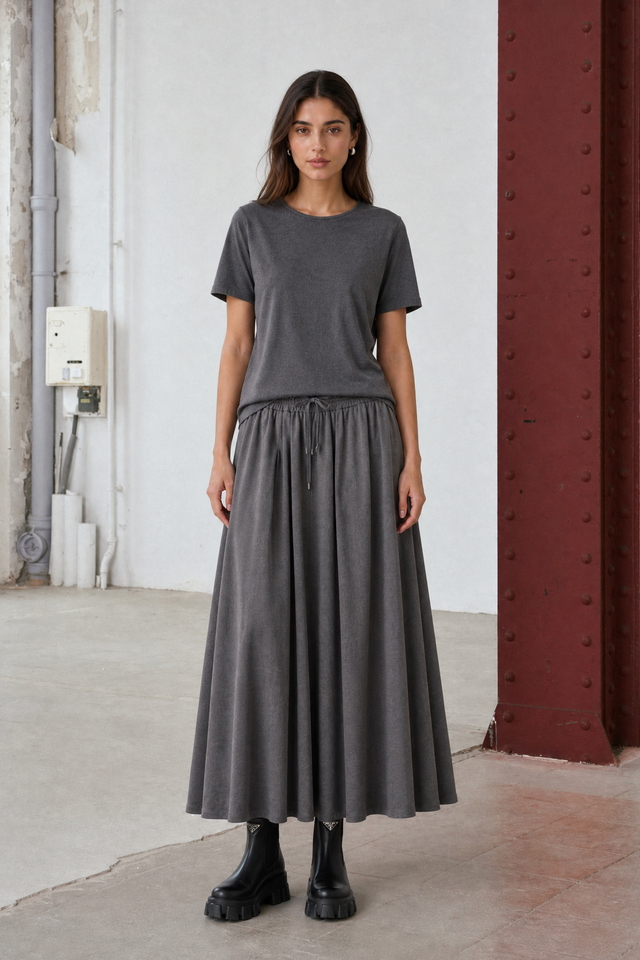 Uriele light flannel top | Dark Grey
