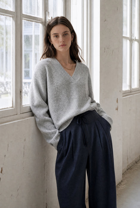 V-neck melange pullover 26553 | Grey