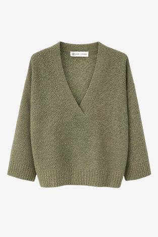 V-neck melange pullover 26553 | Green