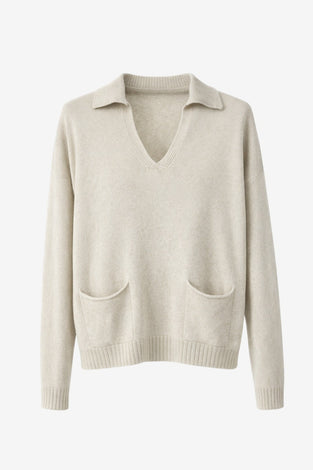 V-neck dyed viscose pullover NB2310 | Ecru