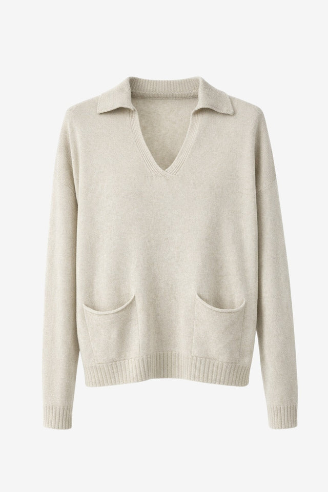 V-neck dyed viscose pullover NB2310 | Ecru