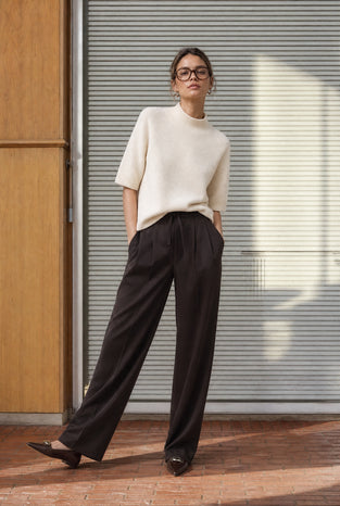 Velvety wool blend pullover | Ecru