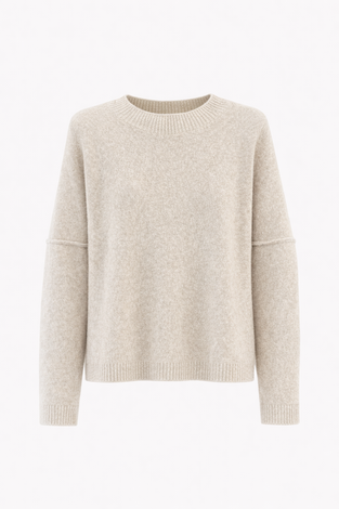 Velvety wool blend pullover | Ecru