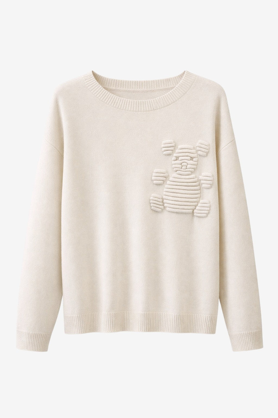 Viscose blend bear pullover 3040 | Ecru