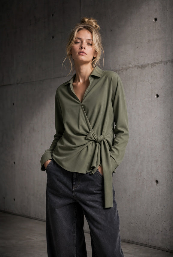 Vivi lyocell knot blouse | Army