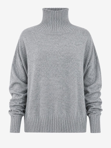 Cashmir wool polo pullover W1165 | Grey