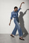 Western repair denim shirt | Flu Blue