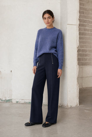 Velvety wool blend pullover | Blue