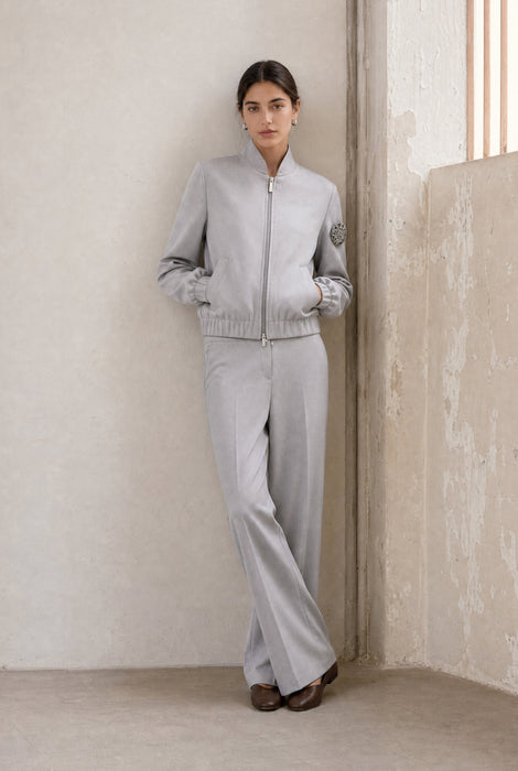 Brenzone Viscose zipper bomber | Grigio
