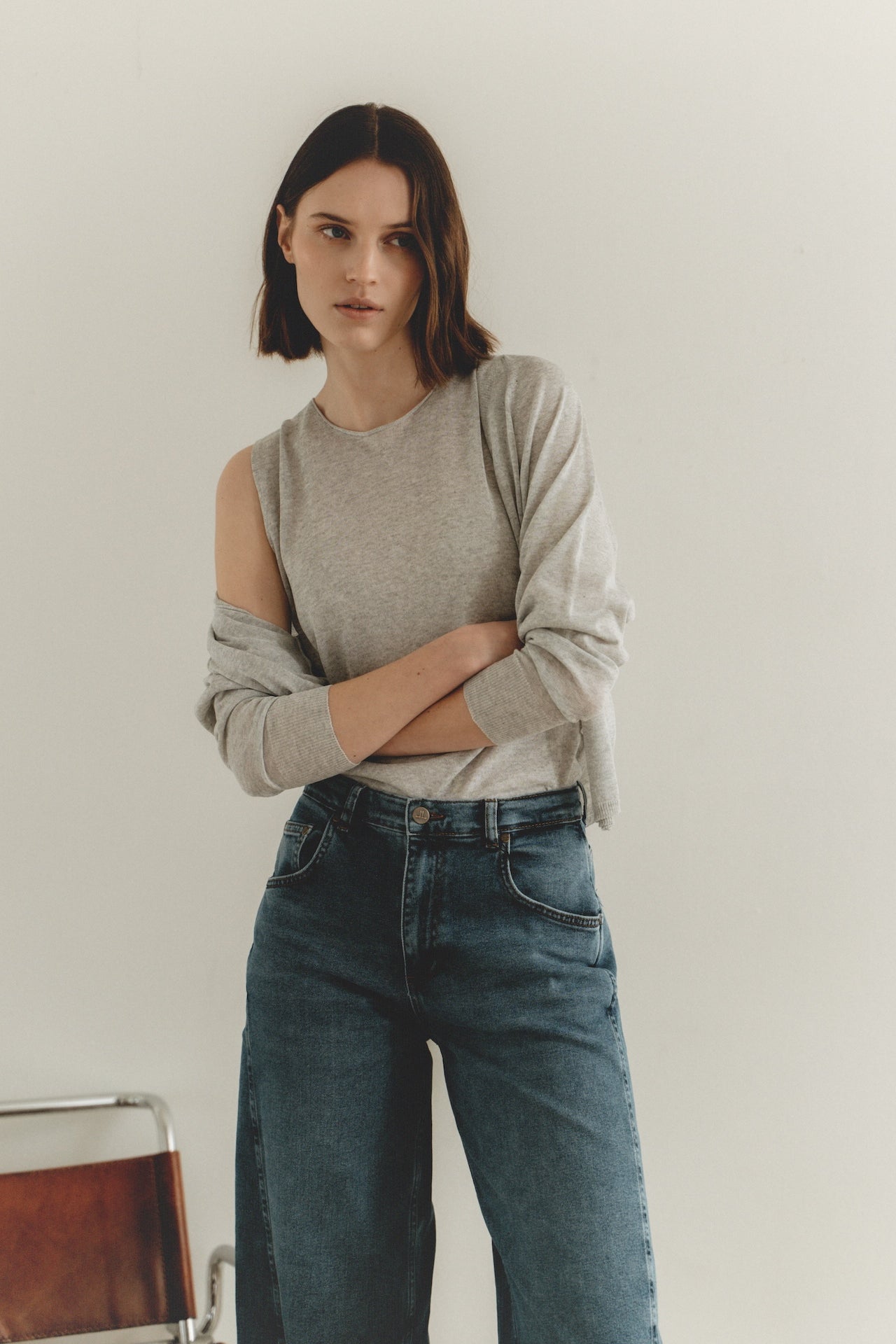 Fine Viscose Cardigan 26023 | Silver